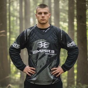 Empire Prevail Paintball Jersey Mens M Black Grey Padded Graphic Top Performance